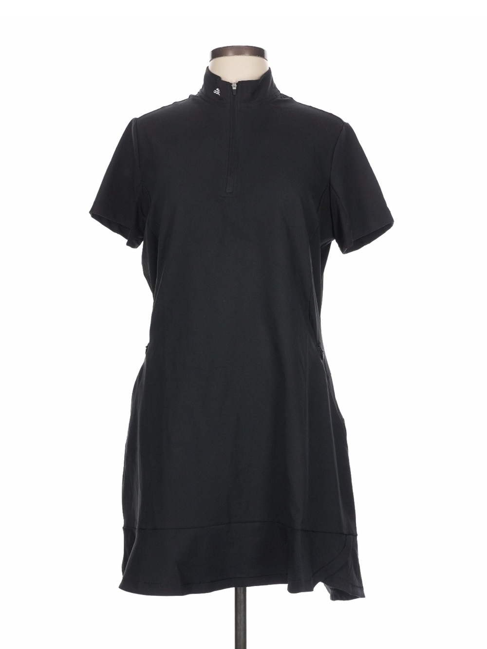 adidas Black Short Sleeve Zip-Front Active Dress